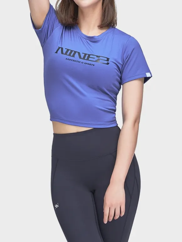 나인제트 우먼 파워핏 빅로고 크롭 반팔티 (블랙/핑크/스카이블루/베리페리)