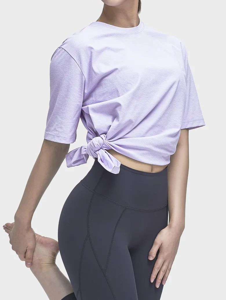 나인제트 우먼 오버핏 슬릿 반팔티 (차콜/라이트퍼플)