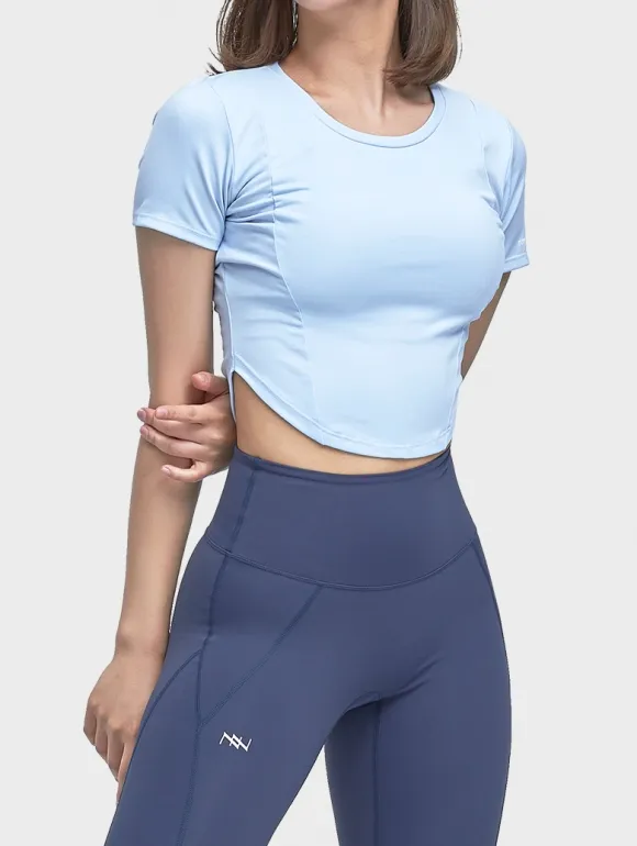 나인제트 우먼 메쉬패드 라운드 크롭 반팔티 (블랙/핑크/스카이블루)