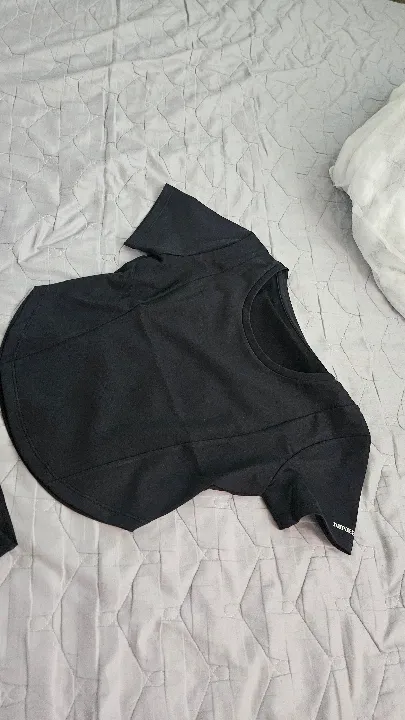 우먼 메쉬패드 라운드 크롭 반팔티 블랙 S 리뷰